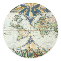 Vintage Antique Old World Map by Pieter Goos, 1666 Round Stickers