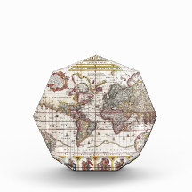 Vintage Antique Old World Map Design Faded Print Awards