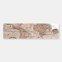 Vintage Antique Old World Map Design Faded Print Bumper Stickers