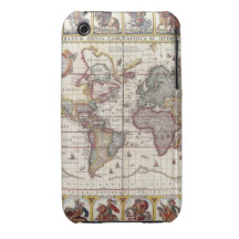 Vintage Antique Old World Map Design Faded Print iPhone 3 Case