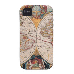 Vintage Antique Old World Map Design Faded Print Case-Mate iPhone 4 Cases