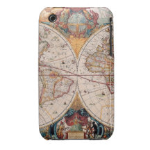 Vintage Antique Old World Map Design Faded Print iPhone 3 Cover