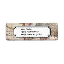 Vintage Antique Old World Map Design Faded Print Return Address Labels