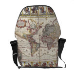 Vintage Antique Old World Map Design Faded Print Messenger Bags