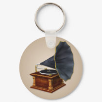 Vintage Antique Record Player Keychain by mariannegilliand Vintage Antique Record Player Keychain