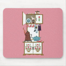 Vintage Antique Retro Kitchen Stove Coffee Pot Mousepad