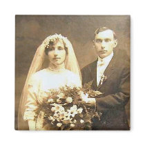Vintage Antique Romantic Bride and Groom Photos Fridge Magnets