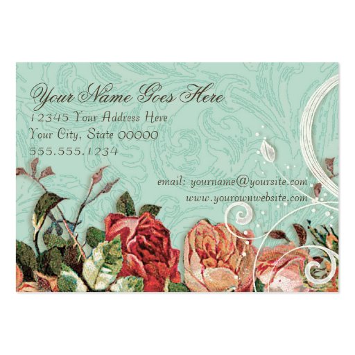 Customizable Vintage Antique Roses Floral Bouquet Modern Swirls Business Card Templates