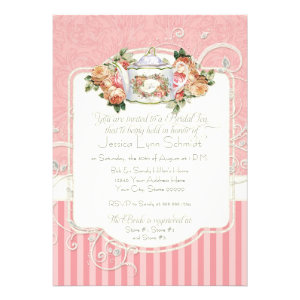 Vintage Antique Roses Floral Bouquet Modern Swirls Personalized Invite