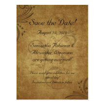 Vintage Antique Teastain Swirl Wedding Postcards