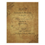 Vintage Antique Teastain Swirl Wedding RSVP Custom Announcements
