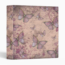 Vintage Antiqued Butterflies Vinyl Binder