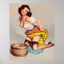 Vintage Apple Bobbing Gil Elvgren Pin Up Girl Poster