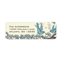 Vintage Aqua Birds Hot Pink & Aqua Flower Labels