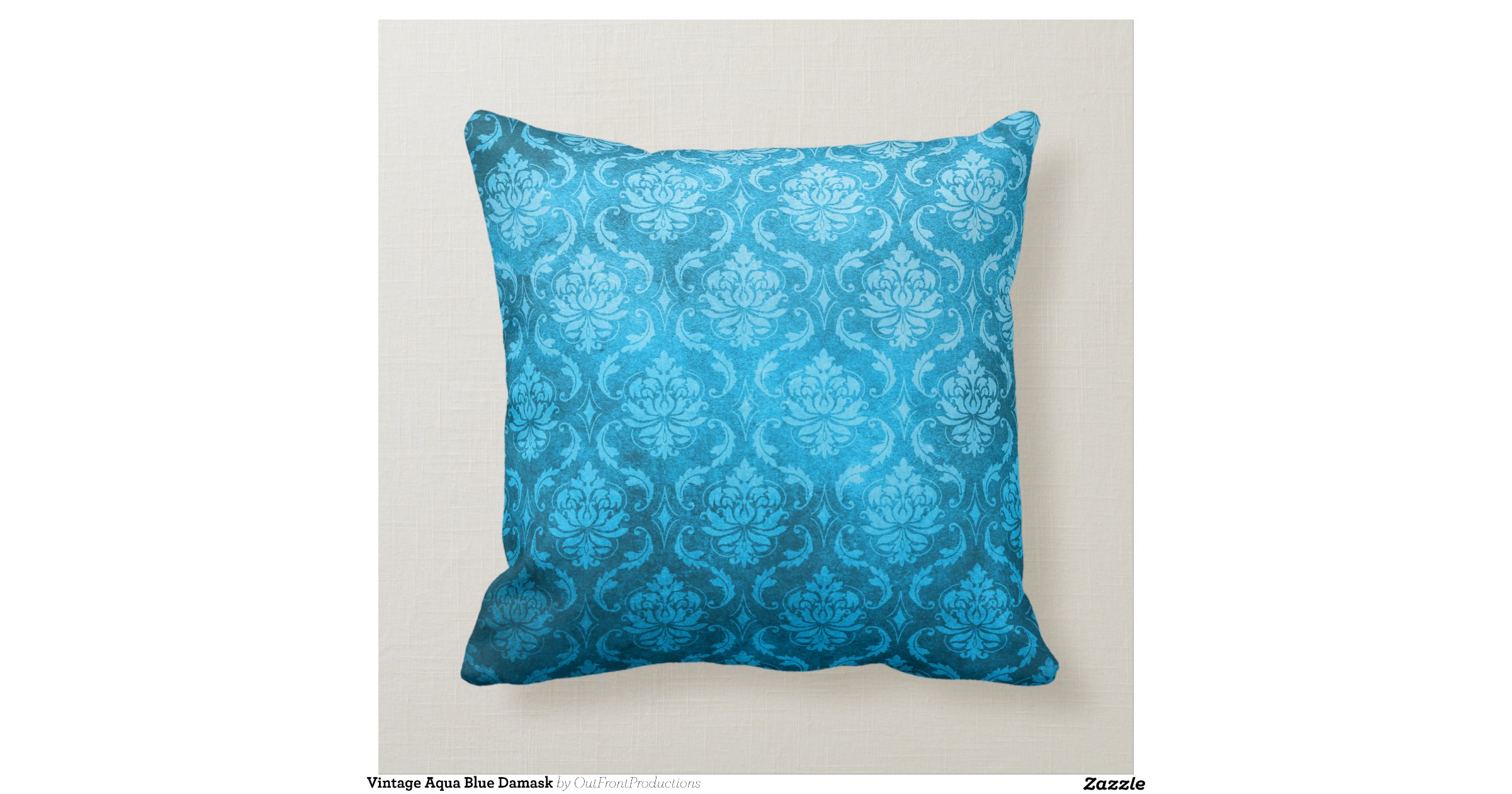 Vintage Aqua Blue Damask Throw Pillows Zazzle