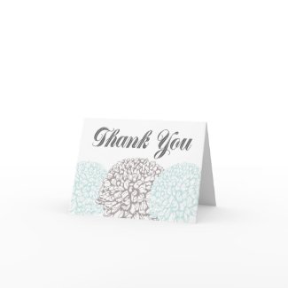 Vintage Aqua Flowers Thank You Greeting Card