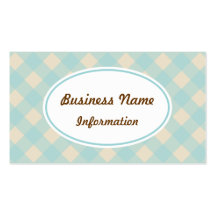 Vintage Aqua Gingham Business Card