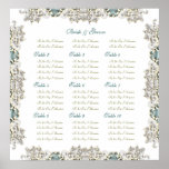 Vintage aqua "seating charts" print