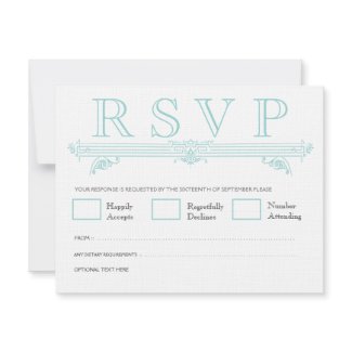 Vintage Aqua Turquoise Wedding RSVP Cards Personalized Invites