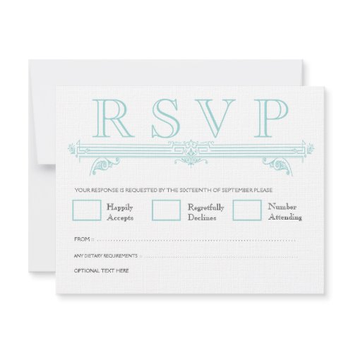 Vintage Aqua Turquoise Wedding RSVP Cards Personalized Invites
