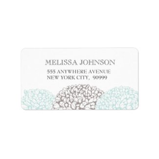 Vintage Aqua Zinnia Flower Address Labels