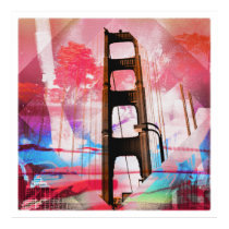 Vintage aquarium goldengate bridge of SanFrancisco posters