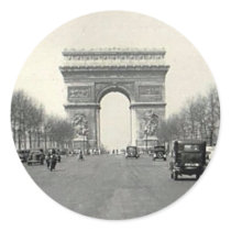 Vintage Arc de Triomphe  France Round Stickers