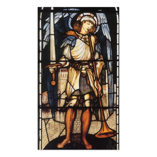 Vintage Archangel, Saint Michael by Burne Jones Business Card Template (back side)