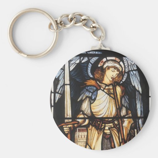 Vintage Archangel, Saint Michael by Burne Jones Keychains