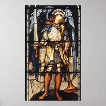 Vintage Archangel, Saint Michael by Burne Jones Posters