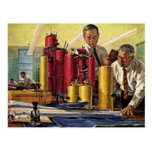 Vintage Architects Working in an Office Post Card