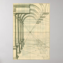 Vintage Architecture, Columns Arches Perspecitve Poster