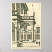 Vintage Architecture, Roman Courtyard with Columns Posters