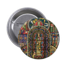 Vintage Architecture, Stained Glass Church Window Pinback Buttons
