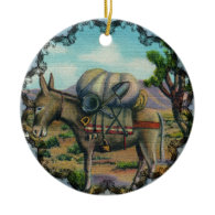 Vintage Arizona Desert and Donkey Ornament