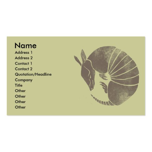 Vintage Armadillo Business Card Templates (front side)