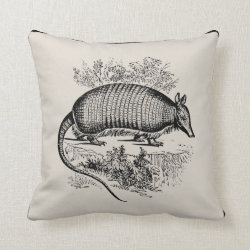 Vintage Armadillo Throw Pillow - Pick Your Color