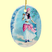 Vintage Art Blue Oval ornaments