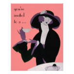 Vintage Art Deco Afternoon Tea Party Bridal Shower Announcement