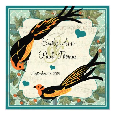 Vintage Art Deco Bird Save the Date Announcement