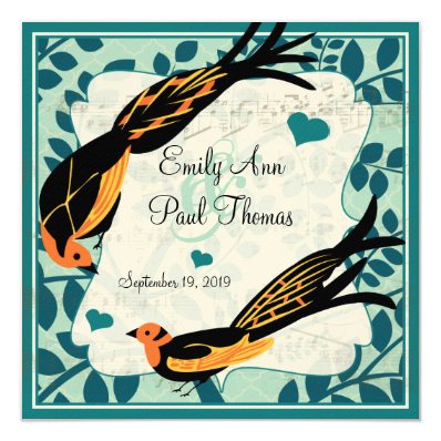 Vintage Art Deco Bird Save the Date Personalized Invitation