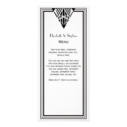 Deco Menu Template vintage deco black white frame 1 menu card rack card