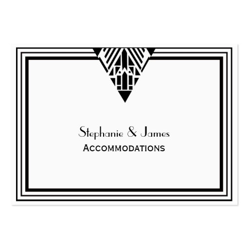 Vintage Art Deco Black Wht Frame #1 Accommodations Business Card Template (front side)