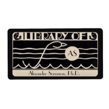 Vintage Art Deco Bookplate Personalized Monogram Shipping Labels