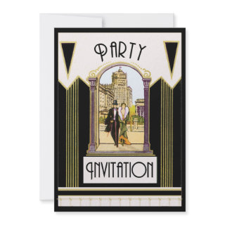 Vintage Art Deco Engagement Cocktail Party Invitations