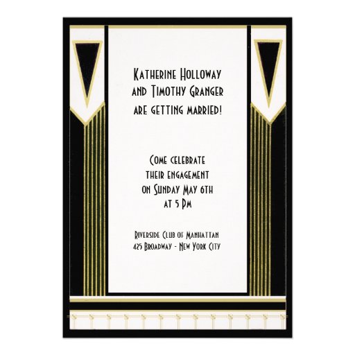 Vintage Art Deco Engagement Cocktail Party Invitations