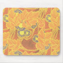 Vintage Art Deco Fabric Floral Mousepad by vintagegiftmall Vintage Art Deco Fabric Floral Mousepad