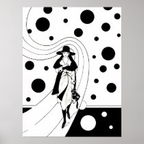 Vintage Art Deco Fashion Woman Polka Dots Posters