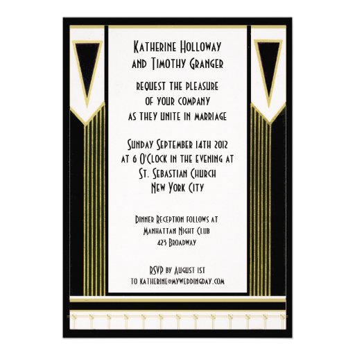 Vintage Art Deco Formal Wedding Couple Announcements