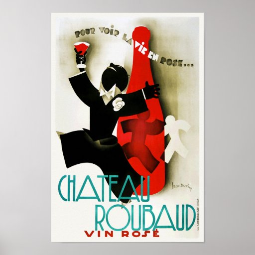 Vintage Art Deco French Chateau Wine Alcohol Drink Poster